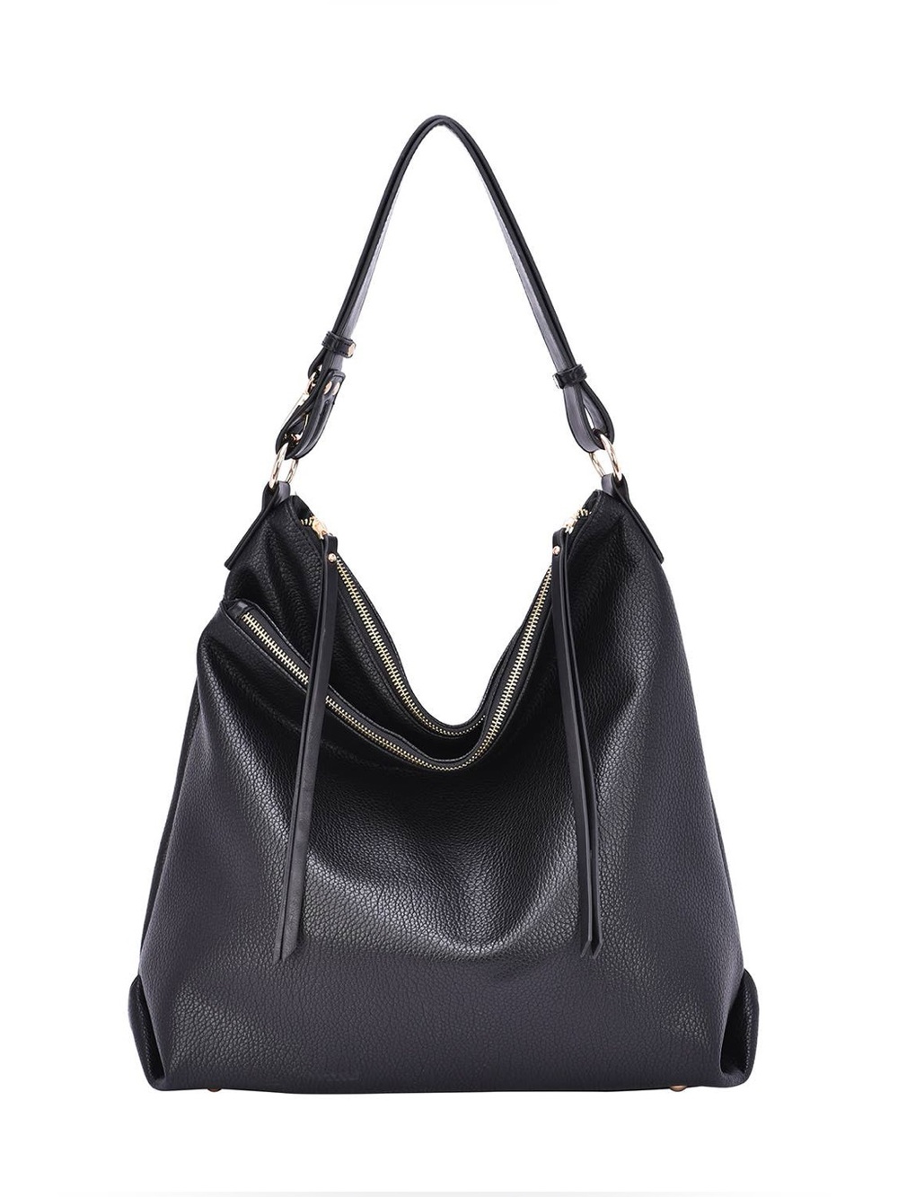Robyn Black Vegan Leather Hobo Shoulder Bag Large NWT